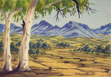 Central Australian Landscape by Gabriel Namatjira - Auction record, sale price, and art valuation. Compare with similar artists and explore comparable artworks.