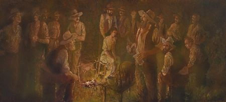 Gathering at the Camp by William Bill Offord - Auction record, sale price, and art valuation. Compare with similar artists and explore comparable artworks.