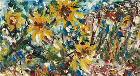 Sunflowers in the Vegetable Garden II by Matthew Perceval - Auction record, sale price, and art valuation. Compare with similar artists and explore comparable artworks.