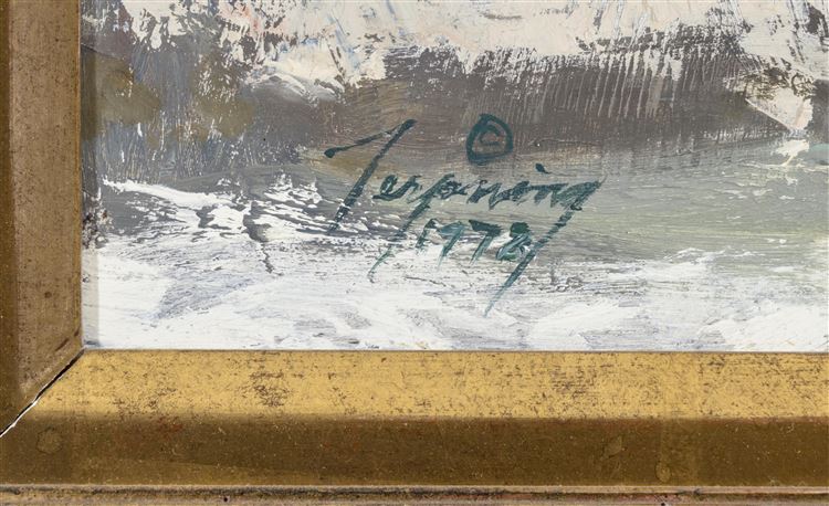 No Place to Ford - auctioned 11/01/2025 - Howard A Terpning signature example for authentication verification from auction lot 8834702