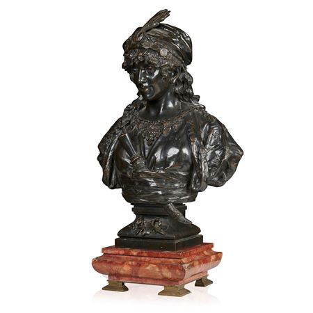 PAIR OF BRONZE BUSTS OF TURKISH PRINCESSES (2)