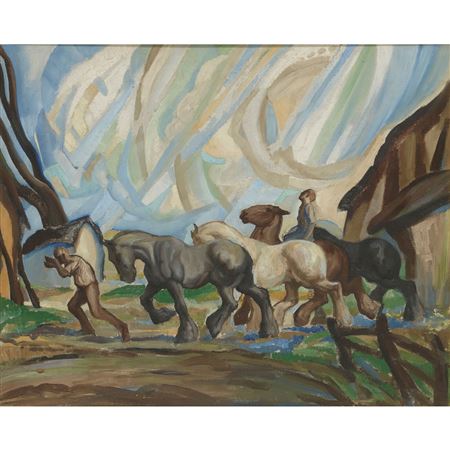 Sample artwork by Anton Lock (1893 - 1979), known for painting, illustration, etching, wood engraving and comic strip drawing - View similar artists and auction records