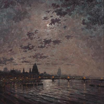 St Paul's by Moonlight by Andrew Grant Kurtis - Auction record, sale price, and art valuation. Compare with similar artists and explore comparable artworks.