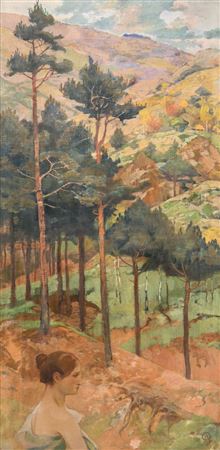 Young Woman in the Woods at the Foot of the Mountain