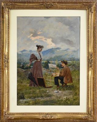 The painter and the model by Luigi Clara - Auction record, sale price, and art valuation. Compare with similar artists and explore comparable artworks.