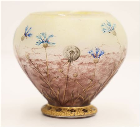 Cameo Glass Dandelions Vase
