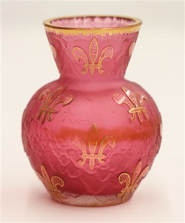 Cameo Glass Fleur de Lis Miniature Vase