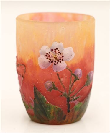 Miniature Pate de Verre Floral Vase