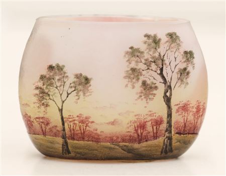 Miniature Landscape Cameo Glass Pillow Vase