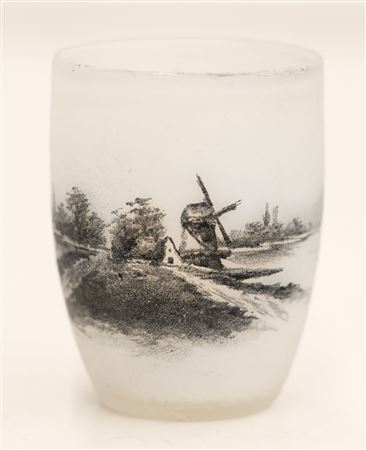Miniature Dutch Scene Cameo Glass Vase