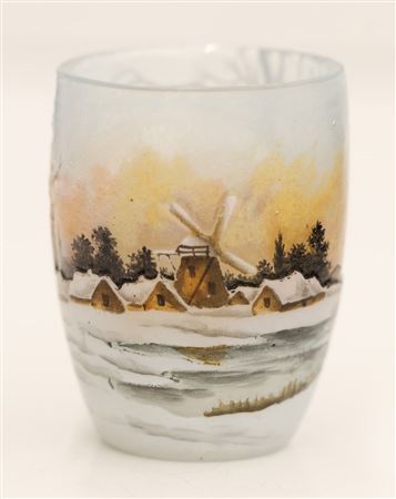 Miniature Dutch Winter Cameo Glass Vase