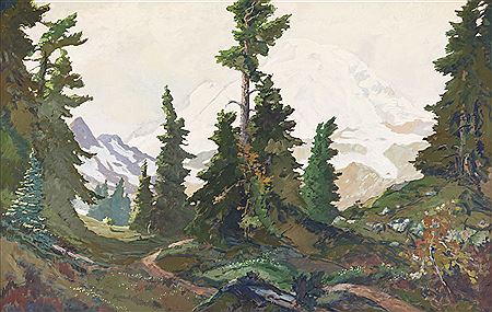 Sample artwork by Ross Gill (1887 - 1969), known for landscape, seascape and still life painting, mural - View similar artists and auction records