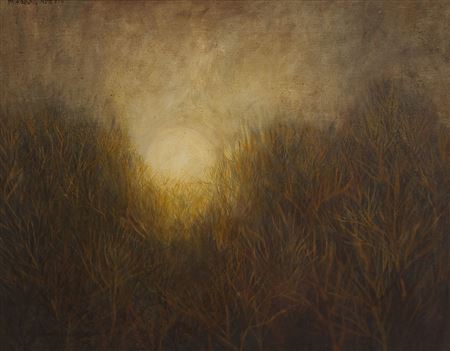 "Forest Glow" 1956 by Maria Frank (Marika) Abrams - Auction record, sale price, and art valuation. Compare with similar artists and explore comparable artworks.