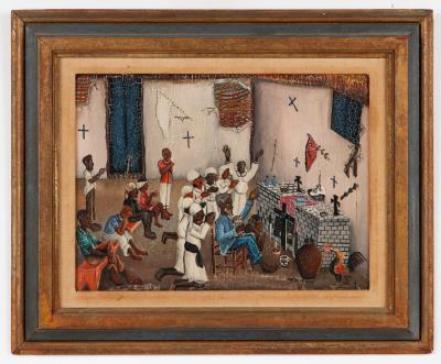Sample artwork by Wilson Bigaud (1931 - 2010), known for modernist haitian figure and genre painting, church murals - View similar artists and auction records