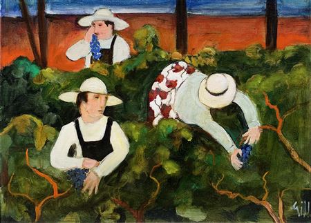 'Untitled- Grape Pickers' by Murray Gill - Auction record, sale price, and art valuation. Compare with similar artists and explore comparable artworks.