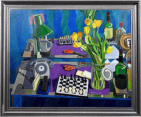 Still Life with Chess by Maggie Milne - Auction record, sale price, and art valuation. Compare with similar artists and explore comparable artworks.