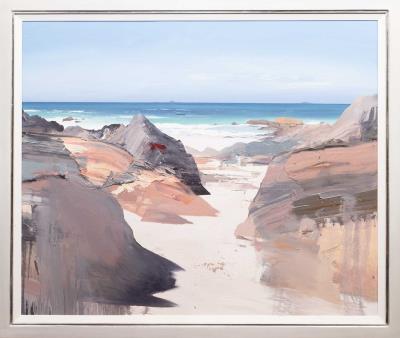 Rocks, Sand and Sea, North Beach, Iona by Chris Bushe - Auction record, sale price, and art valuation. Compare with similar artists and explore comparable artworks.