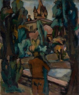 Couple in the Green Area - View of the Eschenheimer Tower