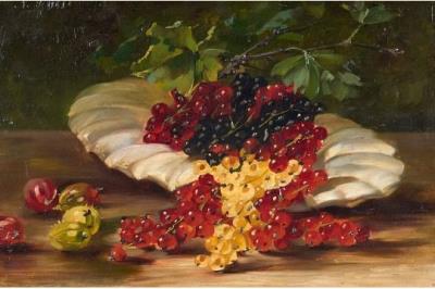 Still life with lingonberries and gooseberries