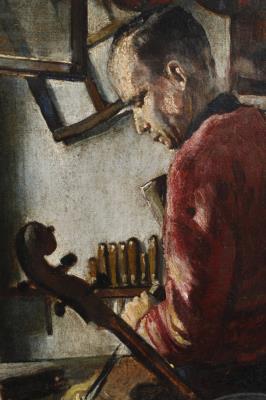 View of the Dusky Interior of a String Instrument Maker's Workshop