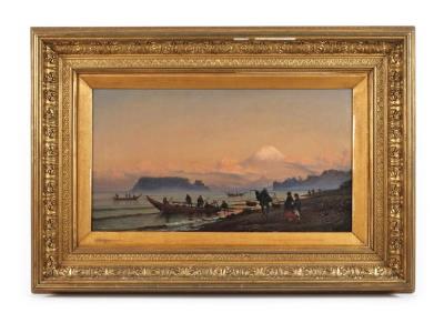 Fisherman against the backdrop of Mount Fuji