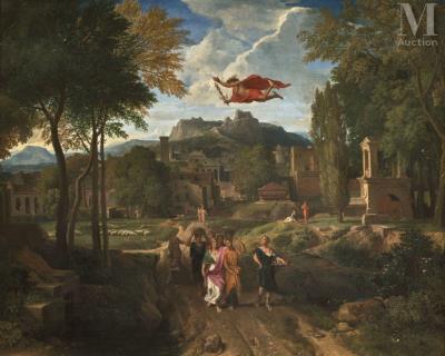 Mercury and Hersé in a classical landscape