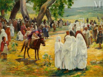 Crowd in the countryside of Morocco