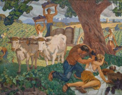 The grape harvest by Henri Montassier - Auction record, sale price, and art valuation. Compare with similar artists and explore comparable artworks.