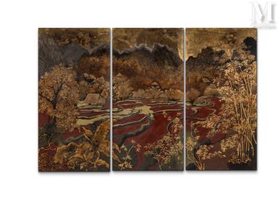 View of rice fields - triptych (3)