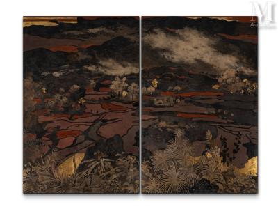 View of rice fields - diptych (2)
