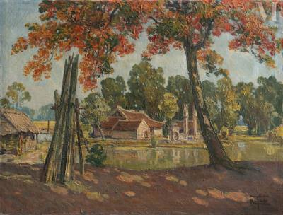 Village landscape by the lake by Thu Nguyen - Auction record, sale price, and art valuation. Compare with similar artists and explore comparable artworks.