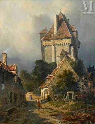 View of a busy village