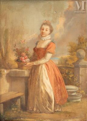 Young woman with a bouquet of roses