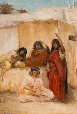 Women of Bou Saâda in front of their house, sketch