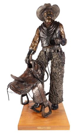 Sample artwork by Jerry L Snodgrass (Born 1929), known for portrait bronze bust of cowboys and other frontier men - View similar artists and auction records