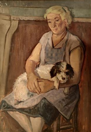 Seated woman with dog