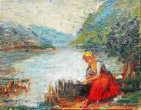 Young girl by the lake