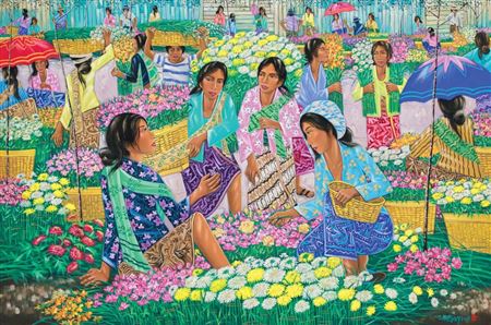 Flower Market (Pasar Bunga), 2018 by Tio Tjay - Auction record, sale price, and art valuation. Compare with similar artists and explore comparable artworks.