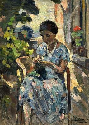 Knitting in the garden