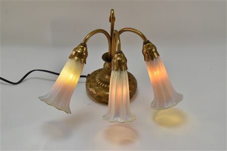 "THREE LIGHT LILY" BRONZE PIANO TABLE LAMP