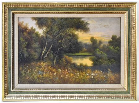'STREAMSIDE SUNSET LANDSCAPE'