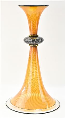 'SATELLITE SERIES' ORANGE BLOWN GLASS SCULPTURAL VASE