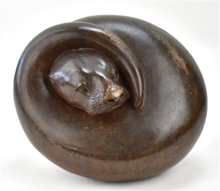 ROUNDED OTTER BRONZE SCULPTURE