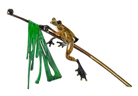 "BEETLE BRUNCH" BRONZE FROG SCULPTURE