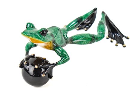 "ON THE BALL" BRONZE FROG SCULPTURE