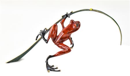 "LADIES FIRST" BRONZE FROG SCULPTURE
