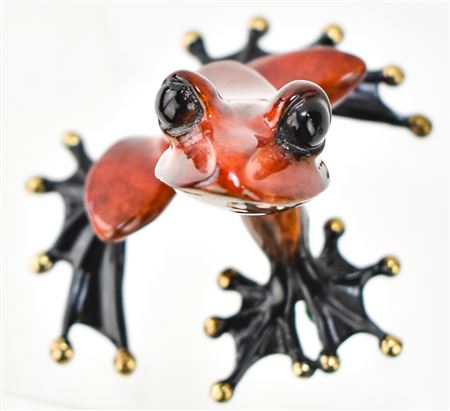 "BASHFUL" BRONZE FROG SCULPTURE