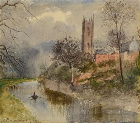 Rowing Past a Church (1900)