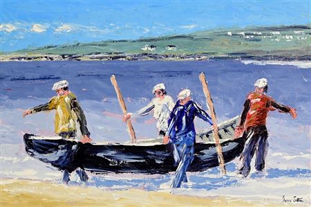 Hauling Up The Currach, Inis Oirr, Aran Islands, Co. Galway