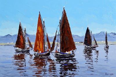 Becalmed Galway Hookers, Roundstone Bay, Co. Galway
